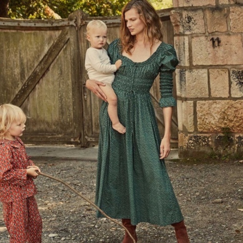 Doen Kaira Dress, Evergreen Winter Ditsy